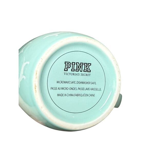 PINK Victoria Secret Mug Coffee Tea Cup Dog Tiffany Blue Large 20oz Ceramic Tall - Picture 8 of 9